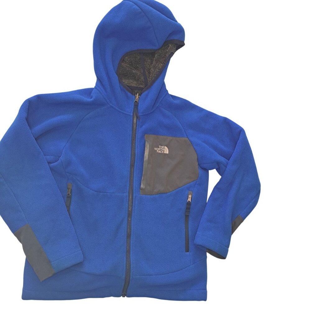 The North Face Blue Full Zip Hooded Fleece Jacket Size Medium 10/12